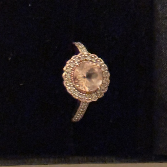 Macy's Round Cut Morganite Rose Gold Over Silver with Sparkling Diamonds - Picture 8 of 16